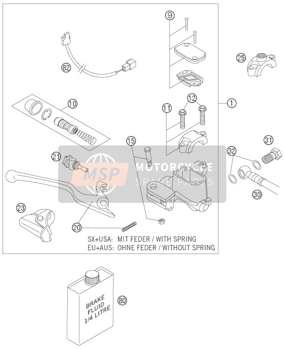 KTM 250 EXC-F Six Days Europe 2007 Front Brake Control for a 2007 KTM 250 EXC-F Six Days Europe