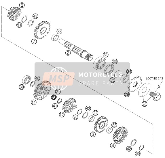 KTM 250 EXC-F Six Days Europe 2009 Transmission II - Counter Shaft for a 2009 KTM 250 EXC-F Six Days Europe