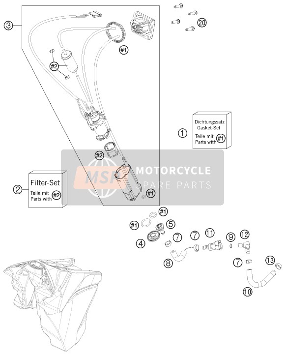 KTM 250 EXC-F Six Days Europe 2012 Bomba de combustible para un 2012 KTM 250 EXC-F Six Days Europe