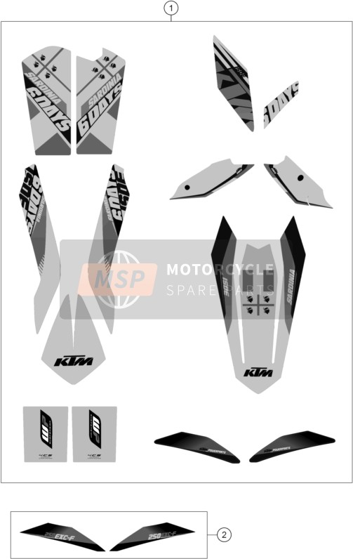 KTM 250 EXC-F Six Days Europe 2014 Calcomanía para un 2014 KTM 250 EXC-F Six Days Europe