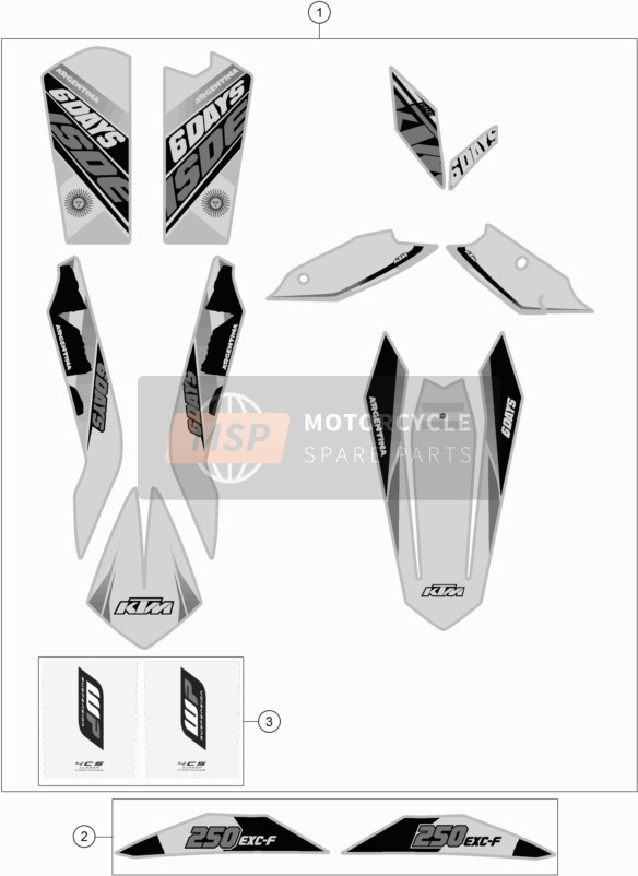 KTM 250 EXC-F Six Days Europe 2015 Decal for a 2015 KTM 250 EXC-F Six Days Europe