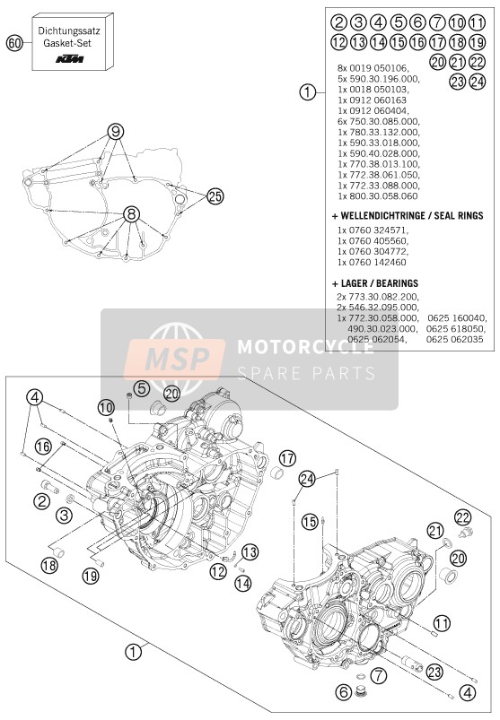 KTM 250 EXC-F Six Days Europe 2015 Caja del motor para un 2015 KTM 250 EXC-F Six Days Europe