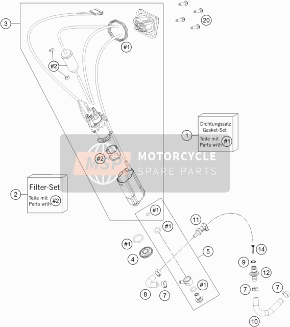 KTM 250 EXC-F Six Days Europe 2017 Bomba de combustible para un 2017 KTM 250 EXC-F Six Days Europe