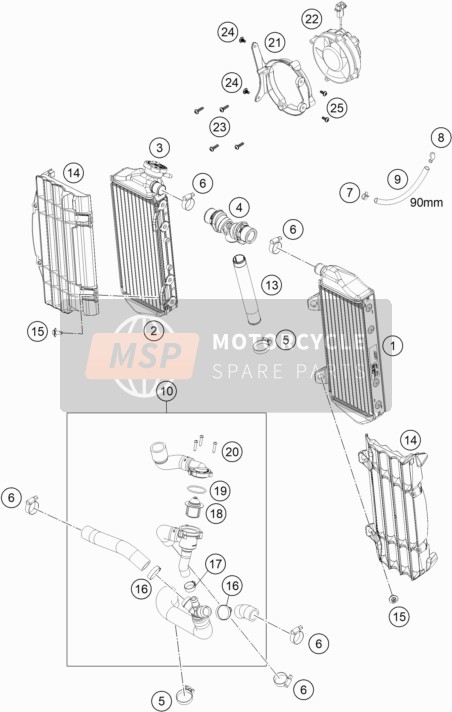 KTM 250 EXC-F Six Days Europe 2020 Cooling System for a 2020 KTM 250 EXC-F Six Days Europe