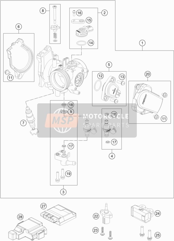 KTM 250 EXC-F Six Days Europe 2020 Drosselklappe für ein 2020 KTM 250 EXC-F Six Days Europe