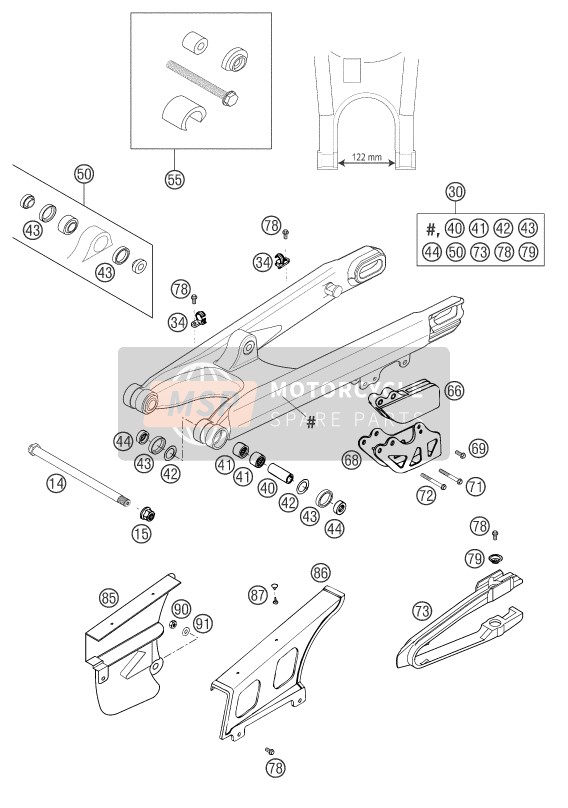 KTM 250 EXC-G RACING USA 2003 Schwinge für ein 2003 KTM 250 EXC-G RACING USA