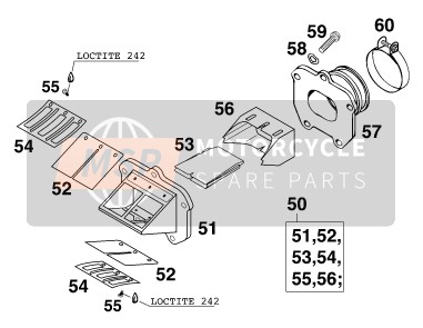 KTM 250 EXC 12lt USA 1999 Cassa valvola lamellare per un 1999 KTM 250 EXC 12lt USA