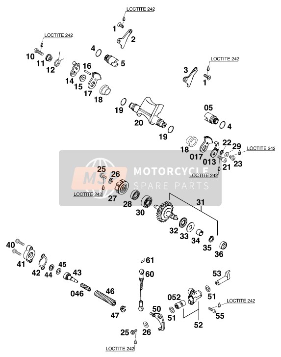 KTM 250 EXC M/O Europe 1997 Uitlaatcontrole voor een 1997 KTM 250 EXC M/O Europe