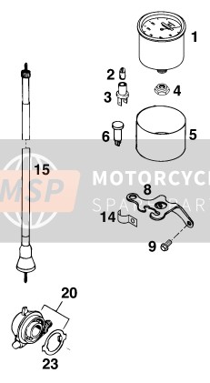 KTM 250 EXC M/O Europe 1997 Instrumenten / Slotsysteem voor een 1997 KTM 250 EXC M/O Europe