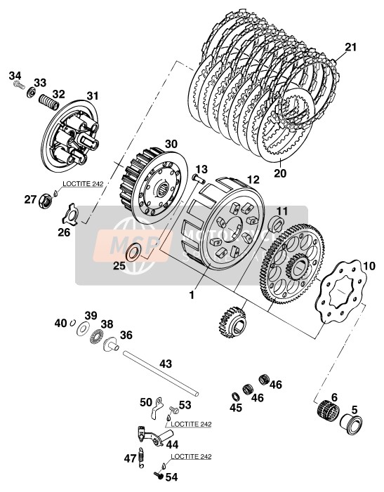 KTM 250 EXC 12lt USA 1998 Clutch for a 1998 KTM 250 EXC 12lt USA