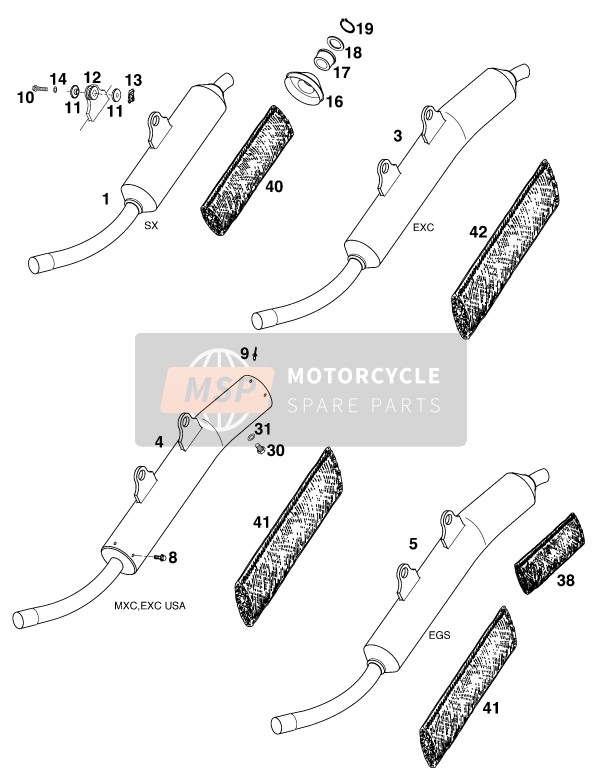 KTM 250 EXC 12lt USA 1998 Main Silencer for a 1998 KTM 250 EXC 12lt USA