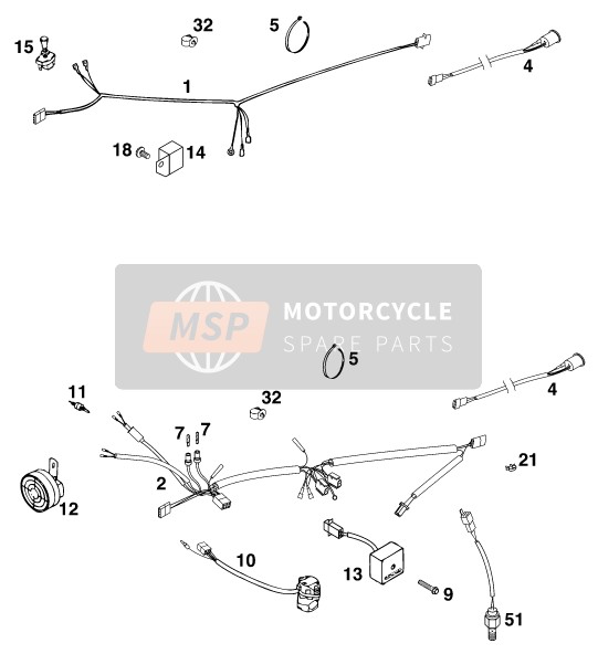 KTM 250 EXC Europe 1999 Faisceau de câblage pour un 1999 KTM 250 EXC Europe