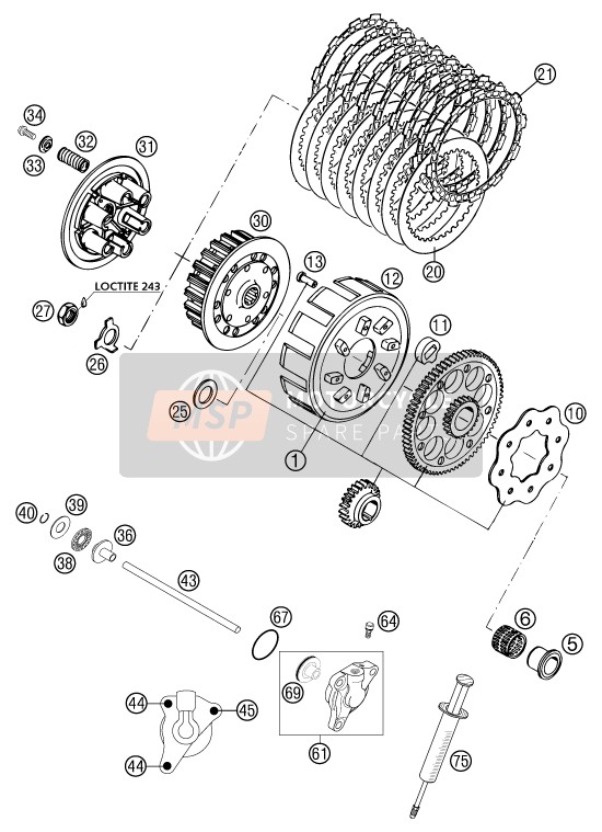 KTM 250 EXC USA 2000 Clutch for a 2000 KTM 250 EXC USA