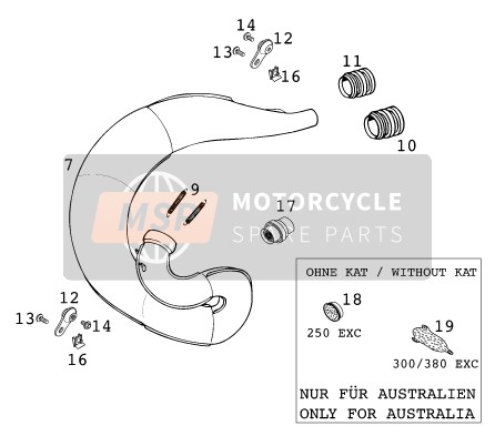 KTM 250 EXC Europe 2000 Exhaust System for a 2000 KTM 250 EXC Europe