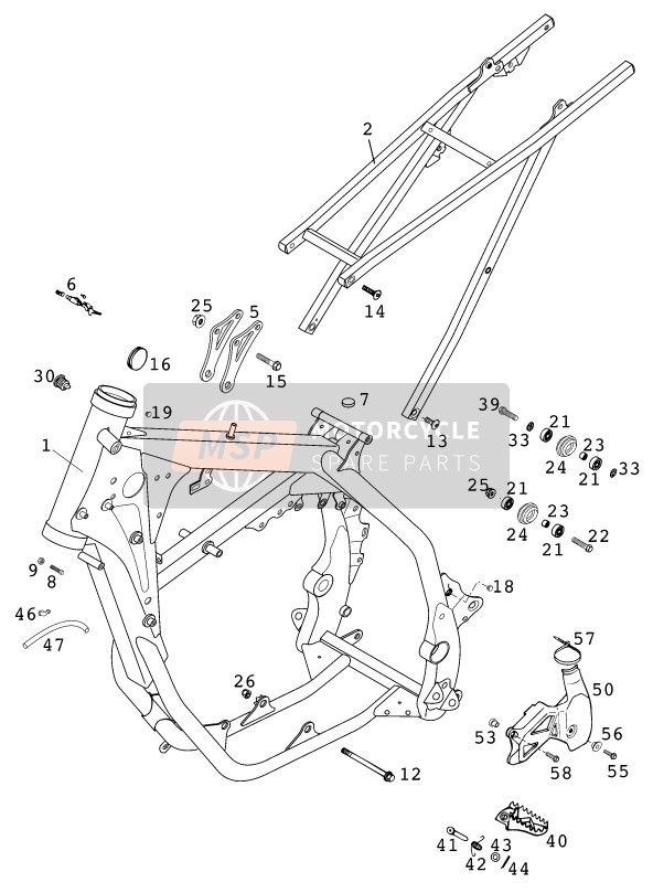 KTM 250 EXC USA 2001 Frame for a 2001 KTM 250 EXC USA