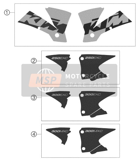 KTM 250 EXC Europe 2003 Calcomanía para un 2003 KTM 250 EXC Europe