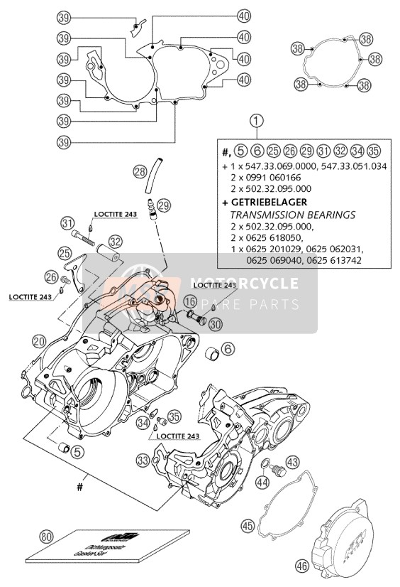 KTM 250 EXC Europe 2003 Engine Case for a 2003 KTM 250 EXC Europe