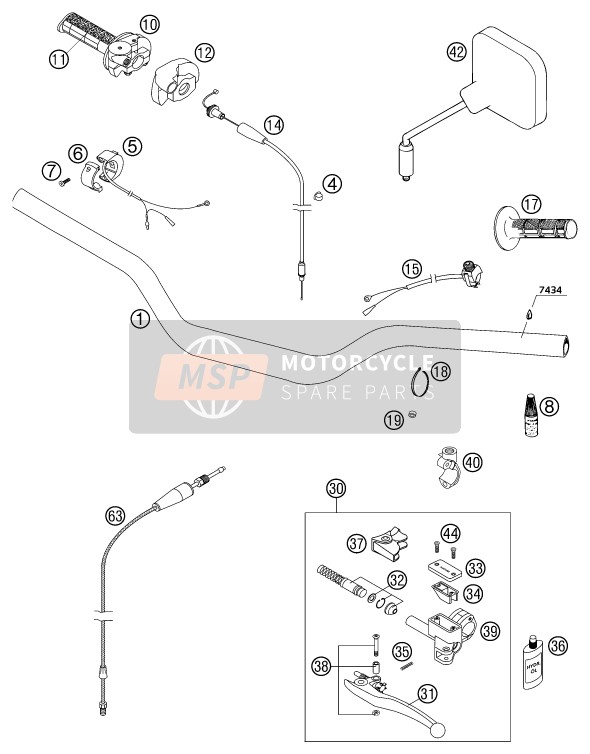 KTM 250 EXC Europe 2003 Handlebar, Controls for a 2003 KTM 250 EXC Europe