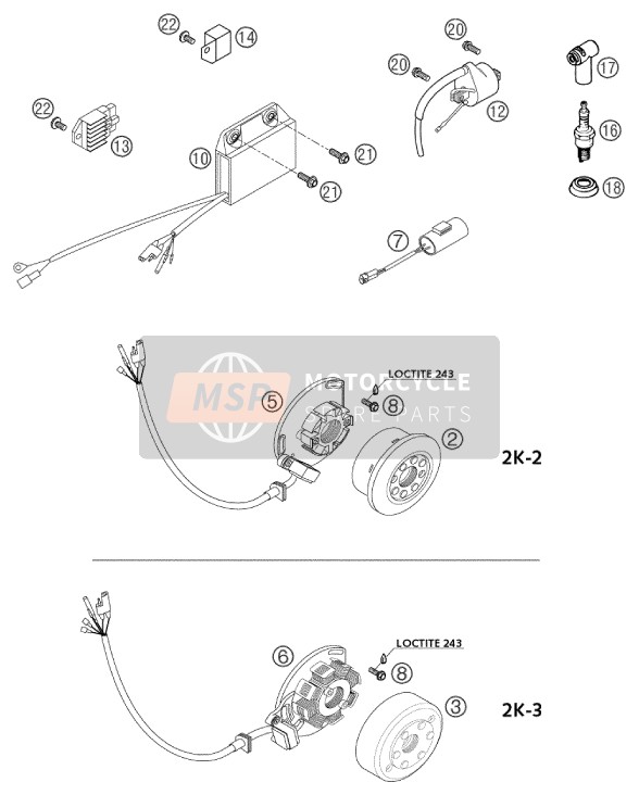 KTM 250 EXC Europe 2003 ZÜNDANLAGE für ein 2003 KTM 250 EXC Europe