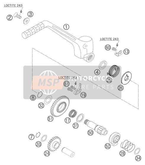 59033050100, Kickstarter Shaft, KTM, 1