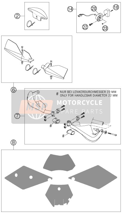 KTM 250 EXC Europe 2005 Accessories for a 2005 KTM 250 EXC Europe