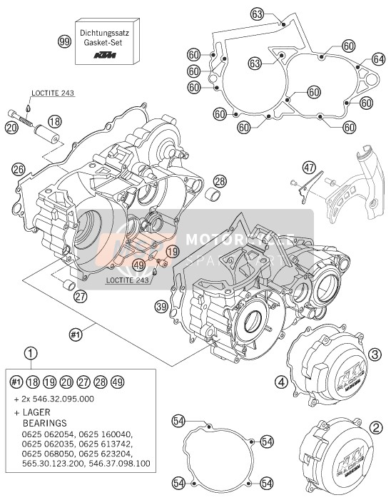KTM 250 EXC USA 2005 Engine Case for a 2005 KTM 250 EXC USA