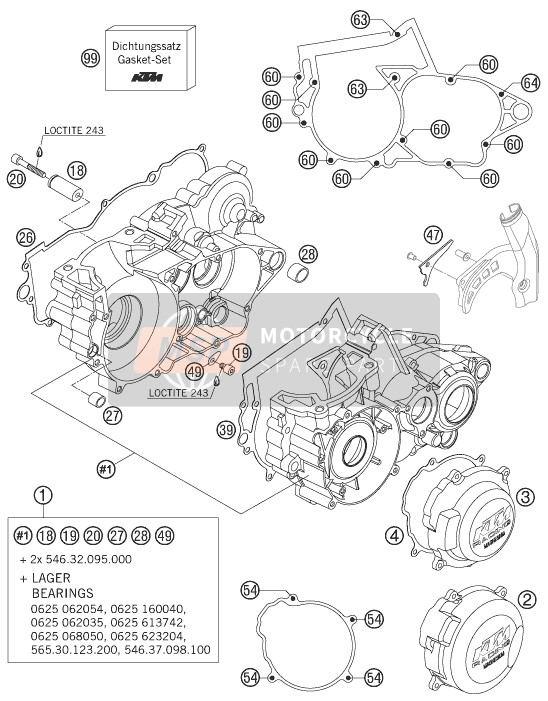 KTM 250 EXC USA 2005 MOTORGEHÄUSE für ein 2005 KTM 250 EXC USA