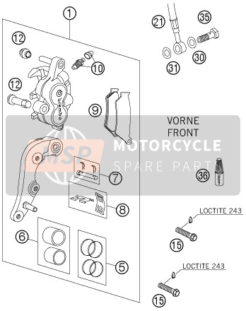 KTM 250 EXC Europe 2005 Front Brake Caliper for a 2005 KTM 250 EXC Europe