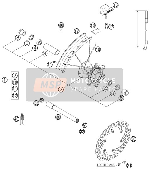 KTM 250 EXC Australia 2005 Front Wheel for a 2005 KTM 250 EXC Australia