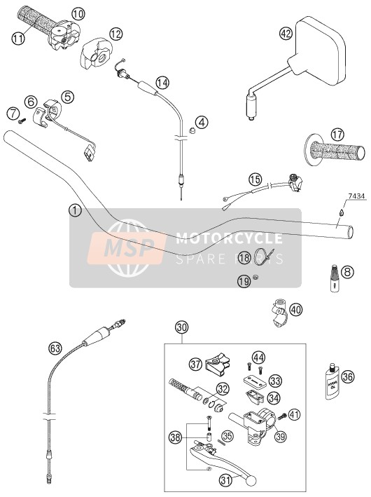 KTM 250 EXC USA 2005 Lenker - Steuerungen für ein 2005 KTM 250 EXC USA