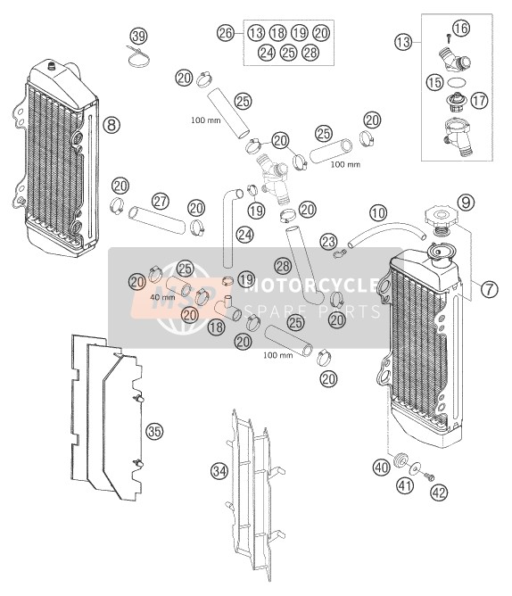 KTM 250 EXC Australia 2006 Système de refroidissement pour un 2006 KTM 250 EXC Australia