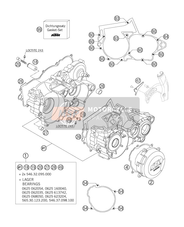 KTM 250 EXC Europe 2006 Engine Case for a 2006 KTM 250 EXC Europe