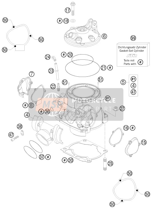 KTM 250 EXC Europe 2008 Cylinder, Cylinder Head for a 2008 KTM 250 EXC Europe