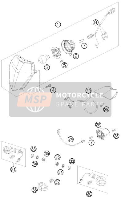 KTM 250 EXC Europe 2008 Lighting System for a 2008 KTM 250 EXC Europe