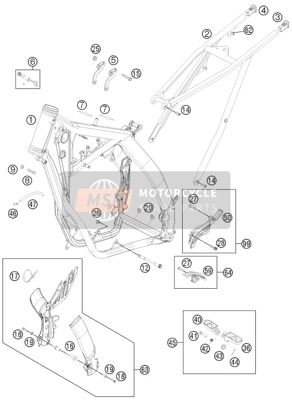 KTM 250 EXC Australia 2009 Rahmen für ein 2009 KTM 250 EXC Australia