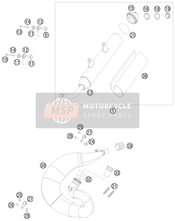 KTM 250 EXC Australia 2010 Exhaust System for a 2010 KTM 250 EXC Australia