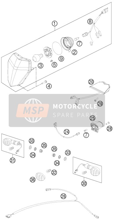 KTM 250 EXC Australia 2013 Sistema de iluminación para un 2013 KTM 250 EXC Australia