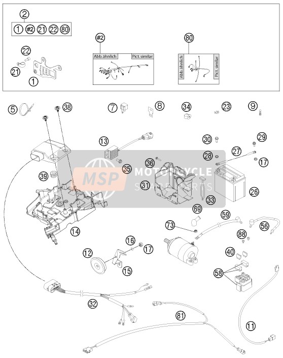 KTM 250 EXC Australia 2013 Wiring Harness for a 2013 KTM 250 EXC Australia