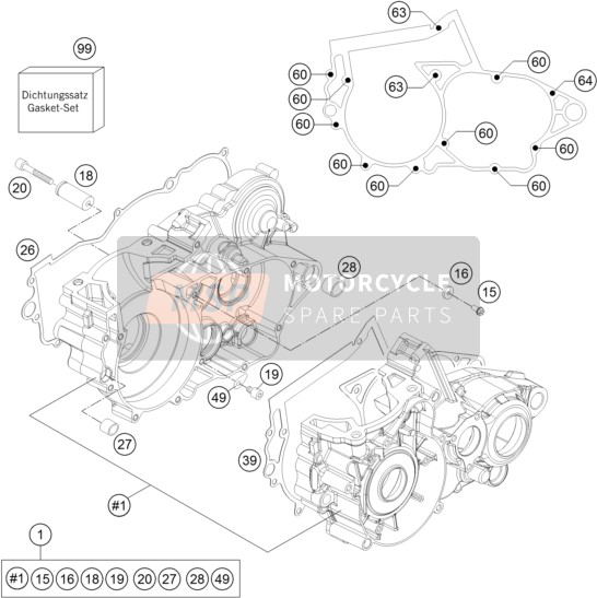 KTM 250 EXC Europe 2014 Motorbehuizing voor een 2014 KTM 250 EXC Europe