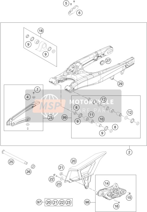 KTM 250 EXC Europe 2014 Bras oscillant pour un 2014 KTM 250 EXC Europe