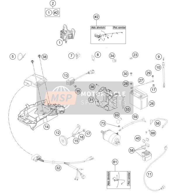 KTM 250 EXC Europe 2014 Arnés de cableado para un 2014 KTM 250 EXC Europe