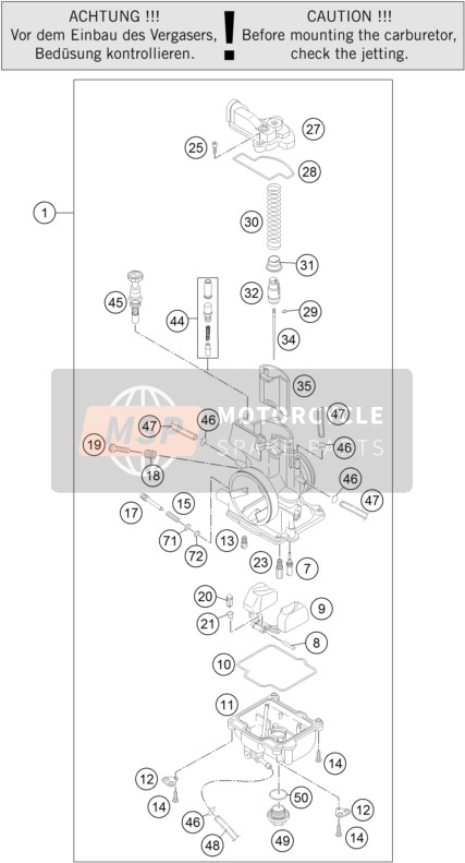 KTM 250 EXC Australia 2015 Carburettor for a 2015 KTM 250 EXC Australia