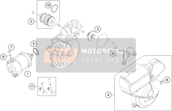KTM 250 EXC Europe 2016 Démarreur électrique pour un 2016 KTM 250 EXC Europe