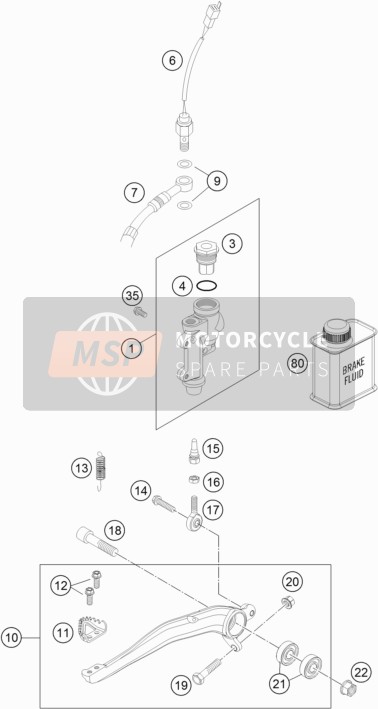 KTM 250 EXC Europe 2016 STEUERUNG BREMSE HINTEN für ein 2016 KTM 250 EXC Europe