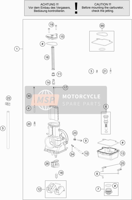 KTM 250 EXC Europe 2017 Carburettor for a 2017 KTM 250 EXC Europe