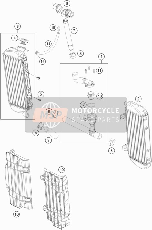 KTM 250 EXC Australia 2017 Système de refroidissement pour un 2017 KTM 250 EXC Australia