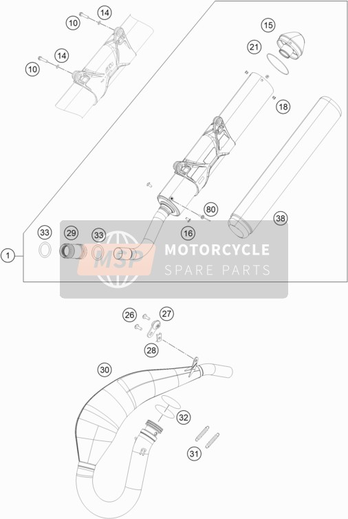 KTM 250 EXC Europe 2017 Système d'échappement pour un 2017 KTM 250 EXC Europe