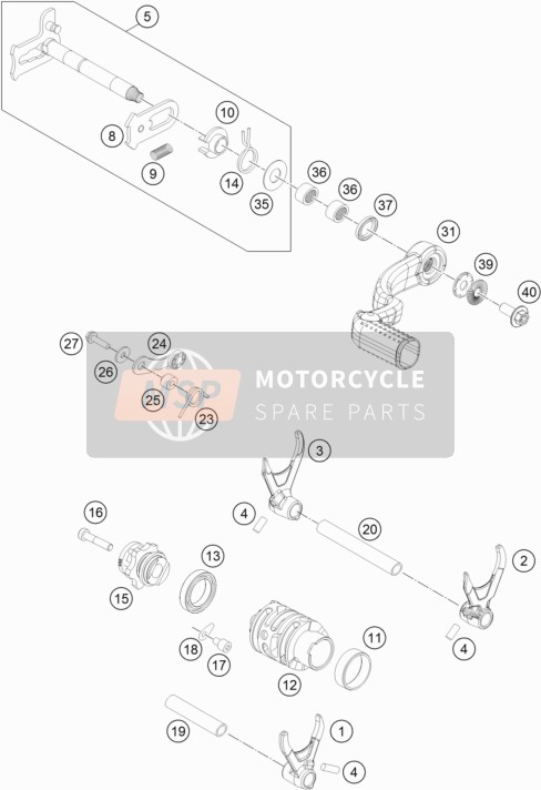 KTM 250 EXC Europe 2017 Mecanismo de cambio para un 2017 KTM 250 EXC Europe