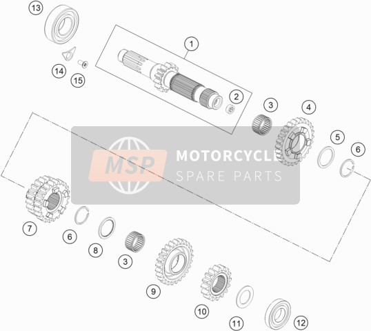 KTM 250 EXC Australia 2018 Transmission I - Main Shaft for a 2018 KTM 250 EXC Australia