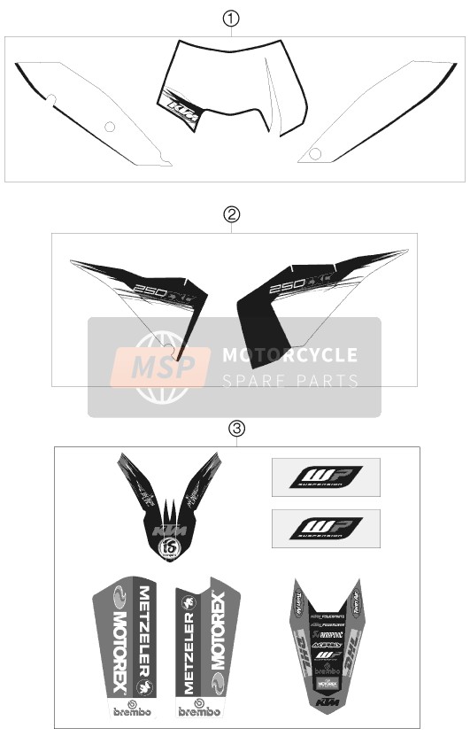 KTM 250 EXC E-STARTER Europe 2010 Decalcomania per un 2010 KTM 250 EXC E-STARTER Europe